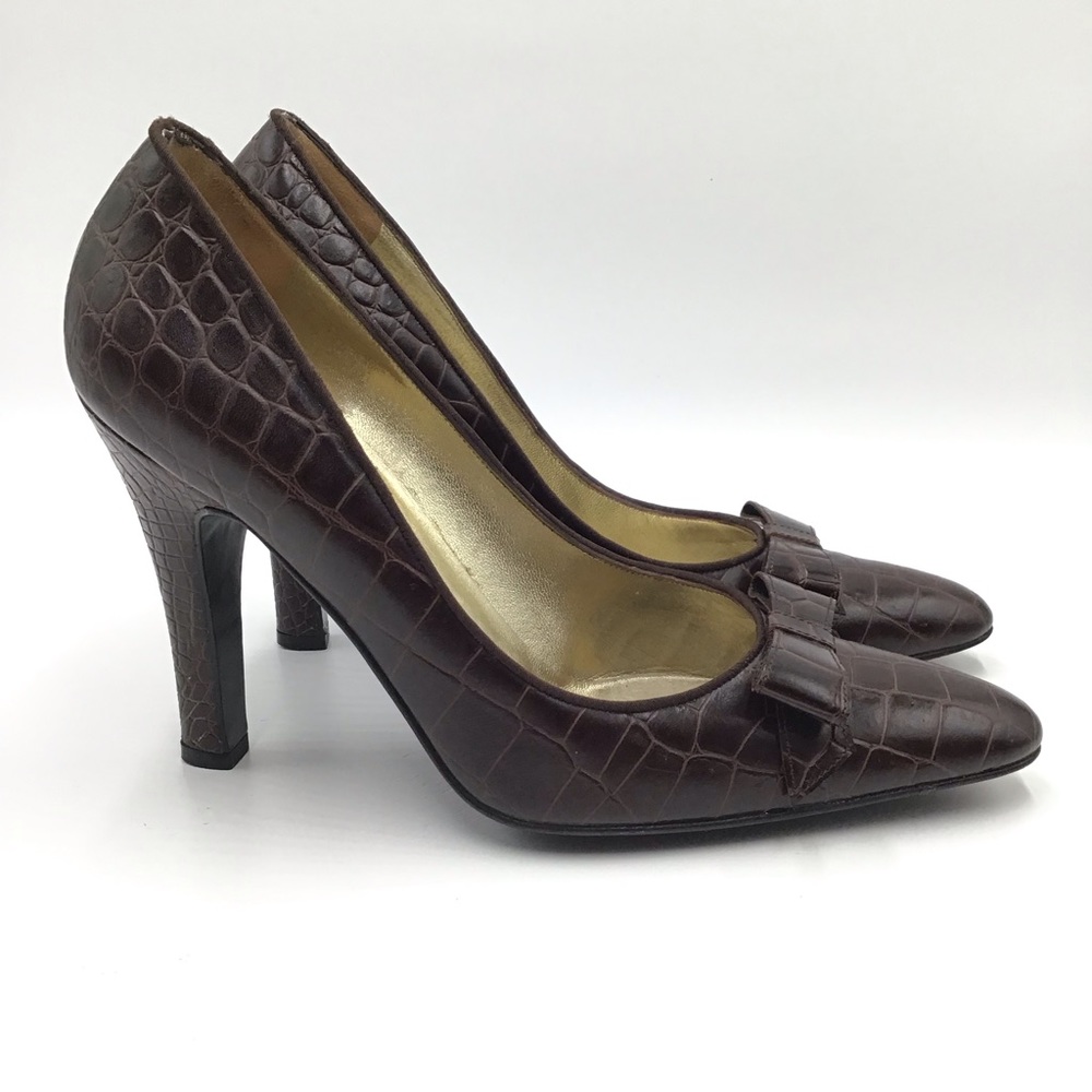 Dolce & Gabbana Size 39 Heels crocodile embossed brown leather pumps